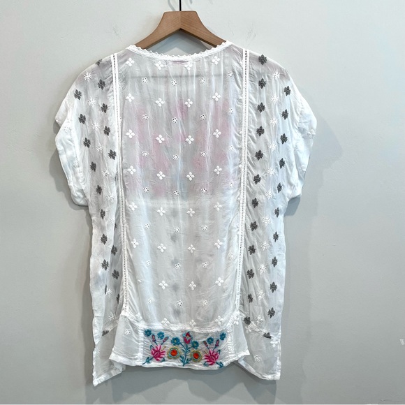 Johnny Was Colorful Floral Eyelet Embroidered Top - Picture 8 of 11